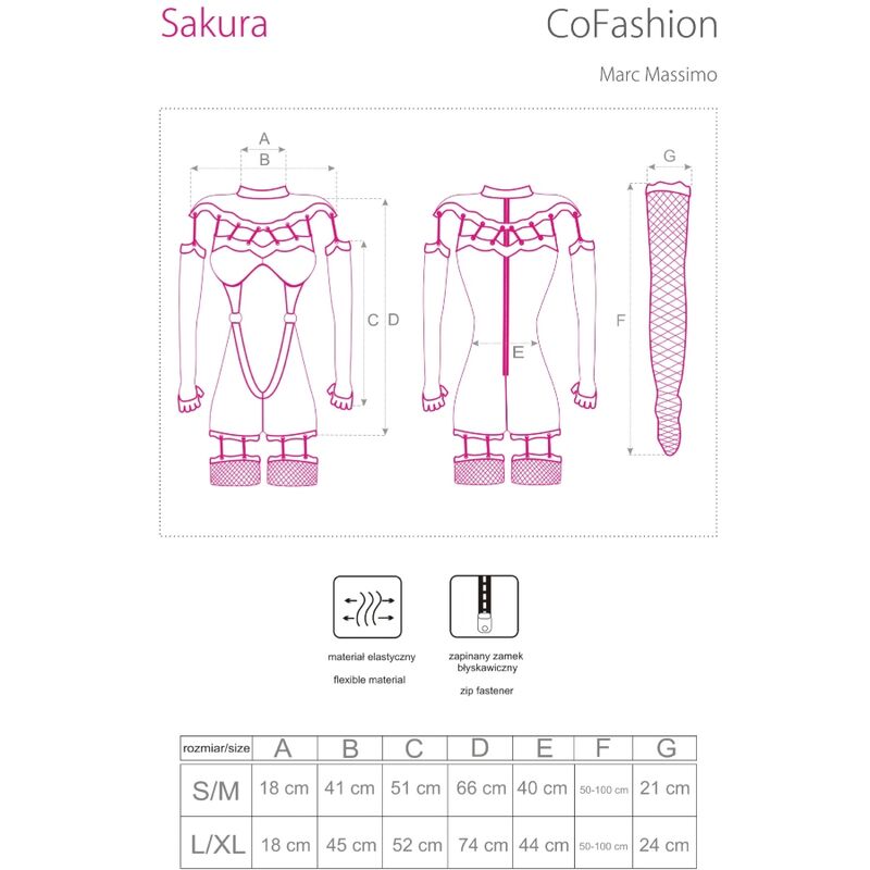 LIVCO CORSETTI FASHION - SAKURA CF 90357 MACACÃO + LUVA LONGA + LIGUEIROS PRETO L/XL