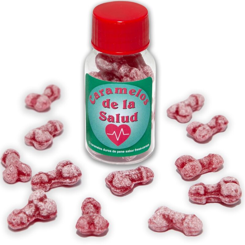 Diabo Picante - 12 Doces Saudáveis ​​Formato de Pénis Morango/Cereja