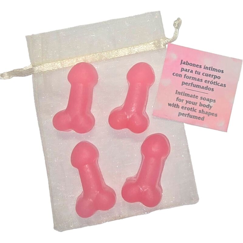Diabo Picante - 4 Mini Sabonetes Perfumados en Forma de Pênis Rosa