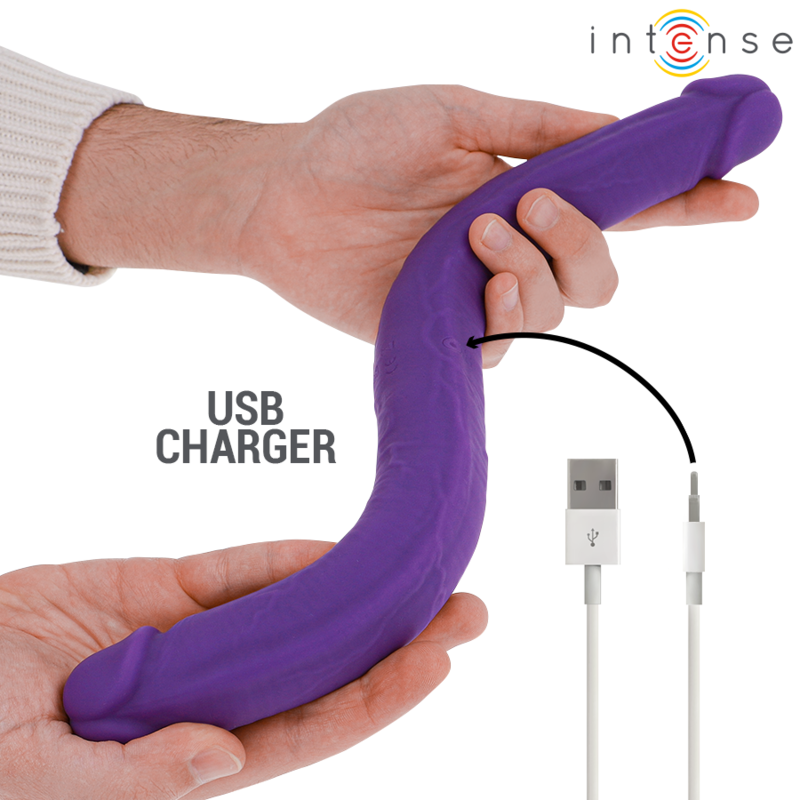 Intenso - Gunter Consolador Vibrador Duplo 40 Cm Roxo Controle Remoto
