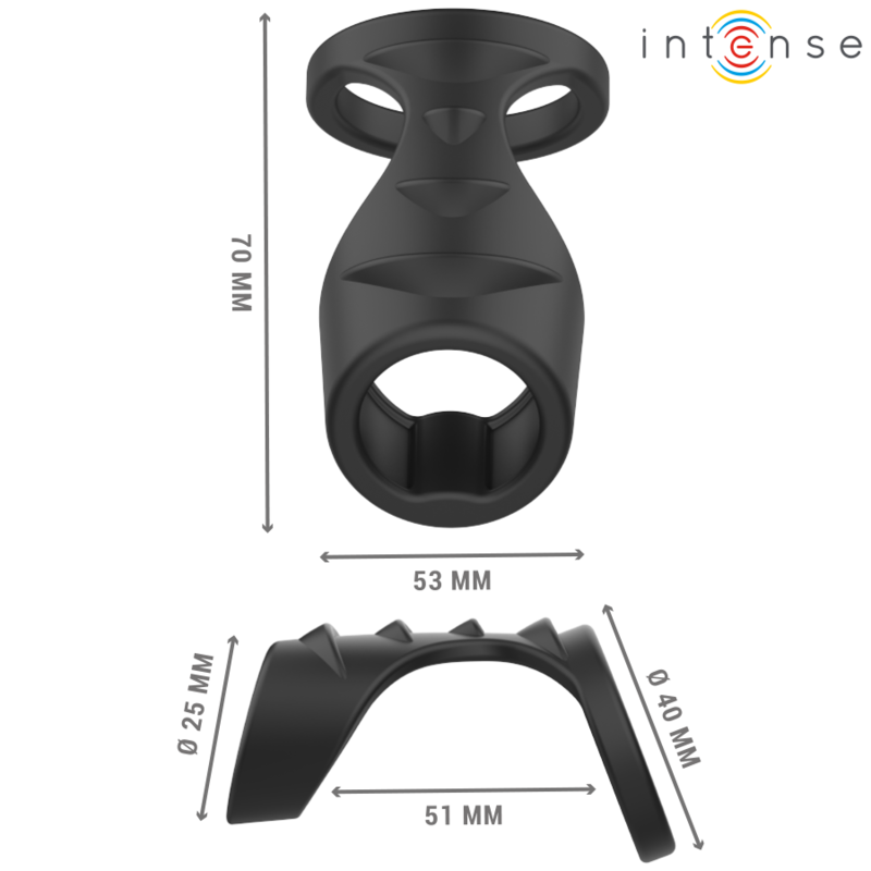 INTENSE - THEO ANEL DUPLO EM SILICONE PARA PÉNIS PRETO MODELO 3