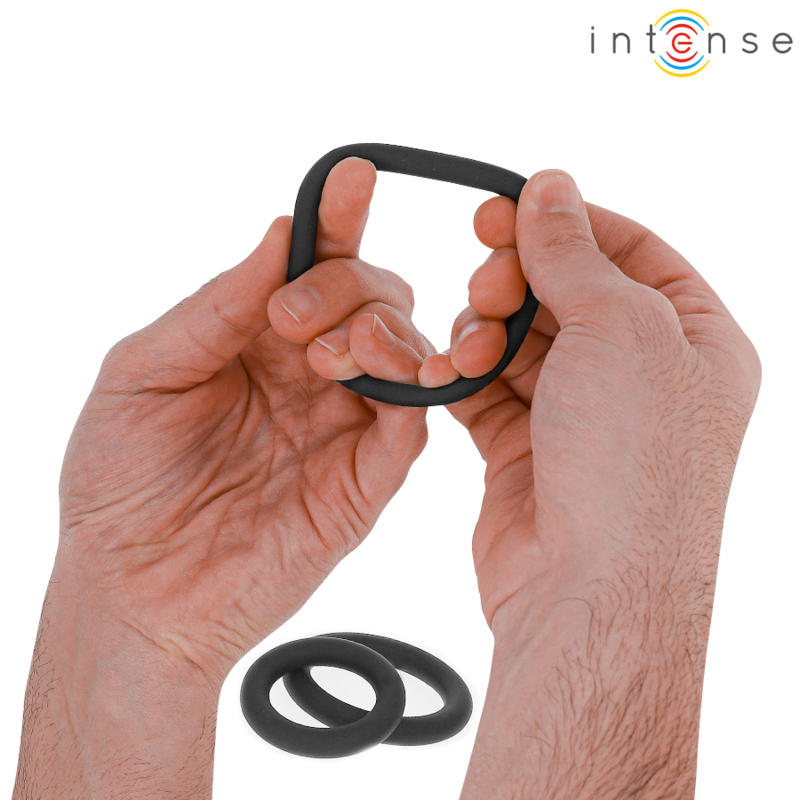 INTENSE - HUGH CONJUNTO 3 ANÉIS BÁSICOS EM SILICONE PARA PÉNIS PRETO