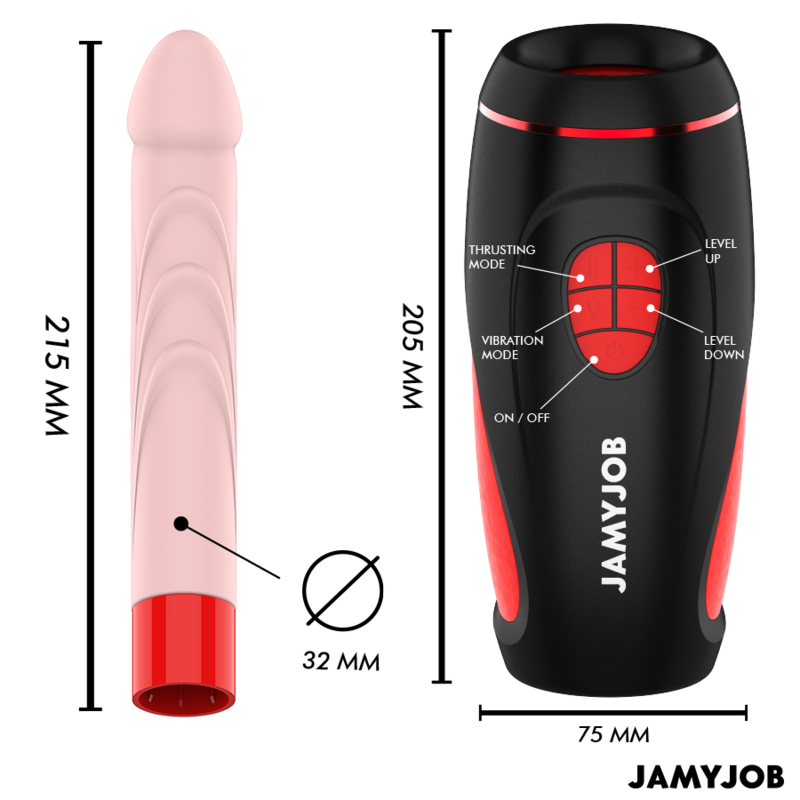 JAMYJOB - MASTURBADOR AUTOMÁTICO BASE PYSTON CON DILDO DE CONTROL REMOTO