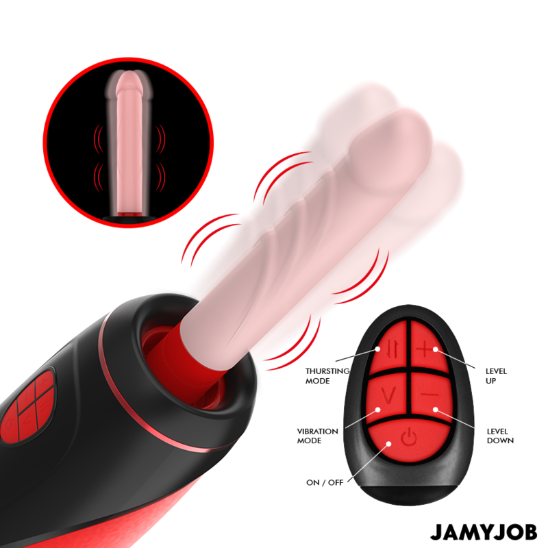 JAMYJOB - MASTURBADOR AUTOMÁTICO BASE PYSTON CON DILDO DE CONTROL REMOTO