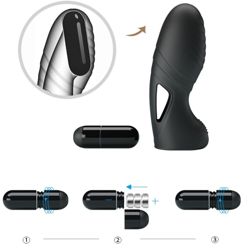 Pretty Love - Vibrador de Dedo de Silicona Alan Preto