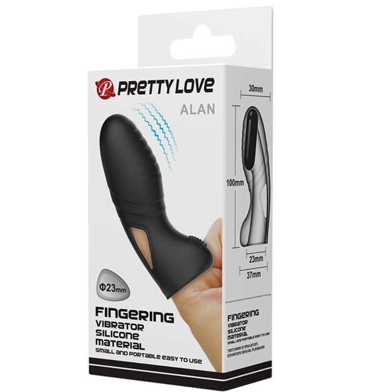Pretty Love - Vibrador de Dedo de Silicona Alan Preto