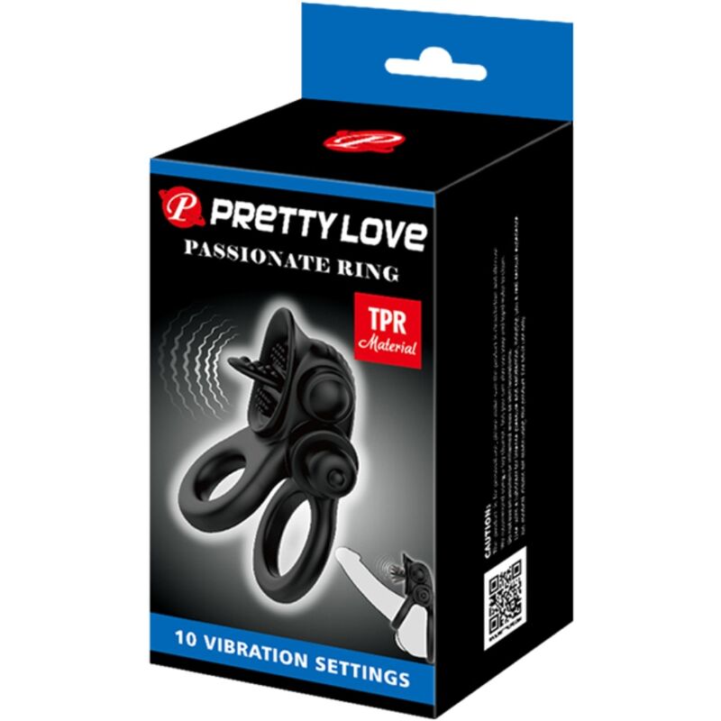 Pretty Love - Anel Vibratório Duplo + Estimulador de Clítoris Negro