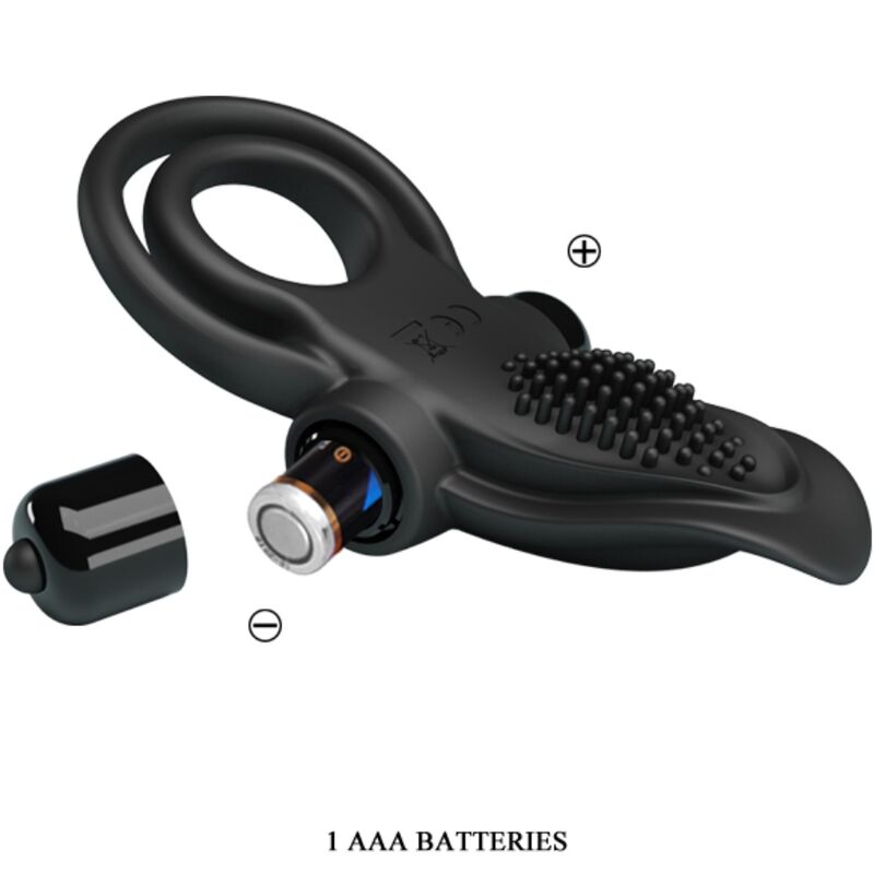 Pretty Love - Anel Vibratório Duplo + Estimulador de Clítoris 10 Vibrações Negro