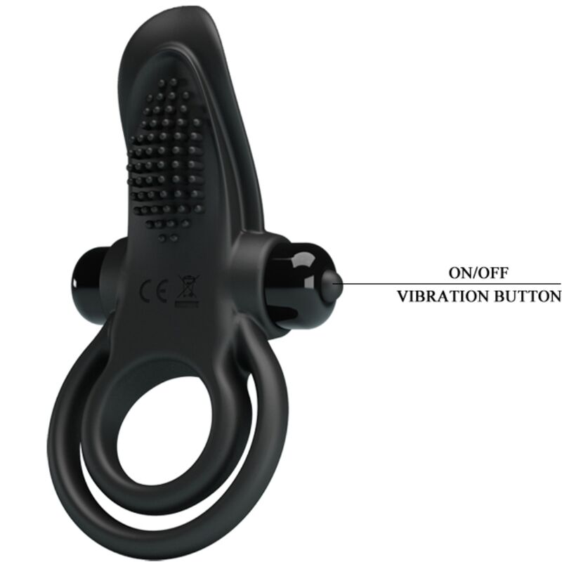 Pretty Love - Anel Vibratório Duplo + Estimulador de Clítoris 10 Vibrações Negro