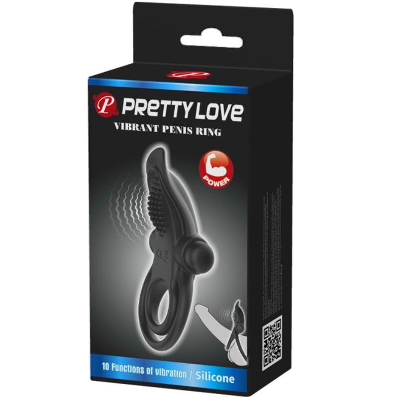 Pretty Love - Anel Vibratório Duplo + Estimulador de Clítoris 10 Vibrações Negro
