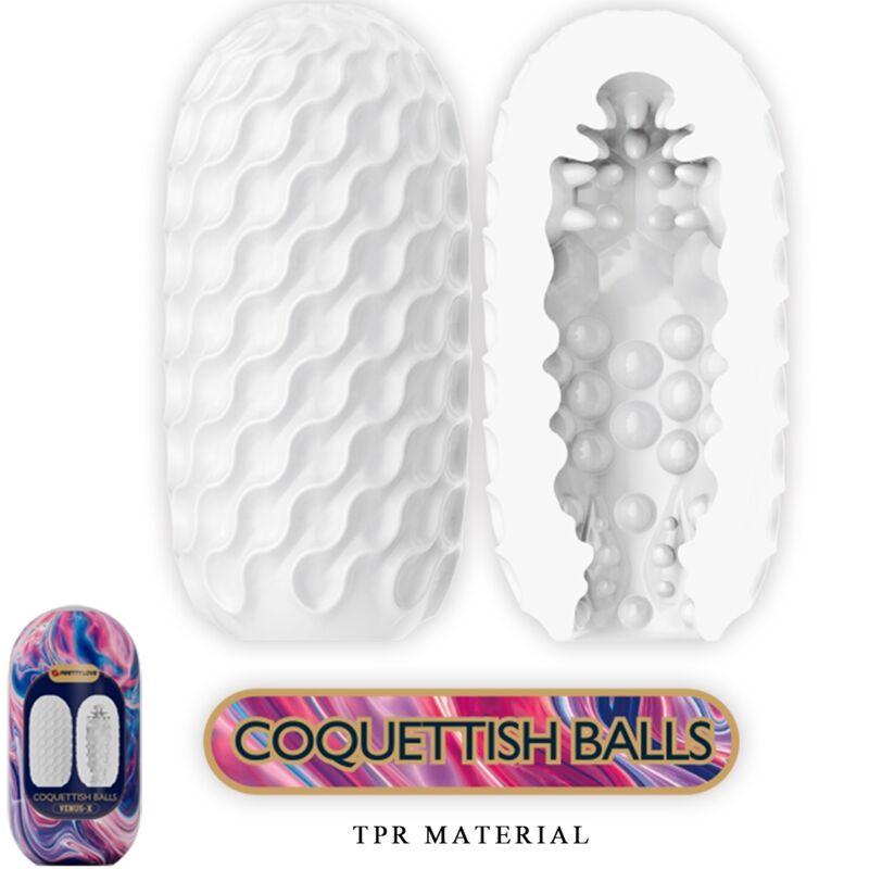 Pretty Love - Masturbador Masculino de Silicona Coquetish Balls Blanco