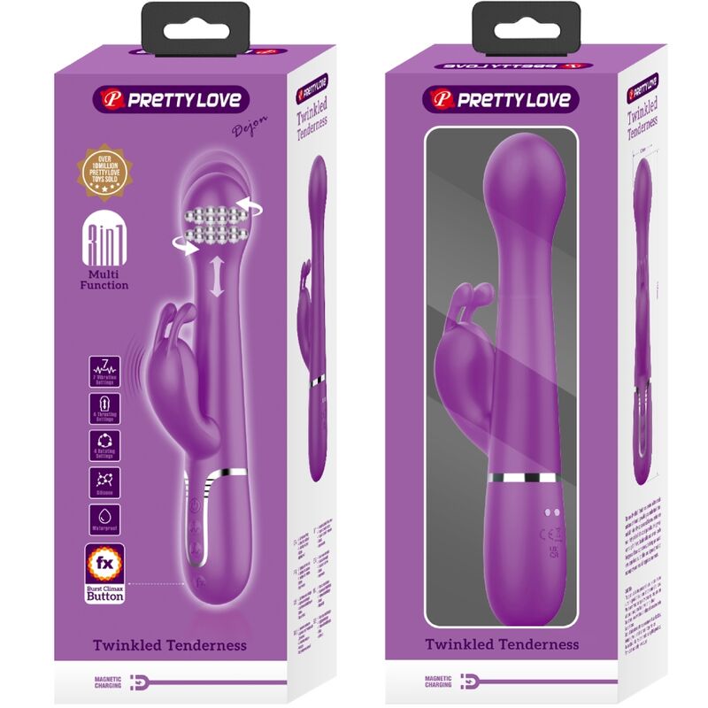 PRETTY LOVE - KAMPAS VIBRADOR RABBIT MULTIFUNÇÃO 3 EM 1 ROXO