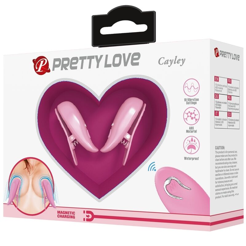 PRETTY LOVE - PINZAS PARA PEZONES CAILEY 10 VIBRAÇÕES CONTROLE REMOTO ROSA