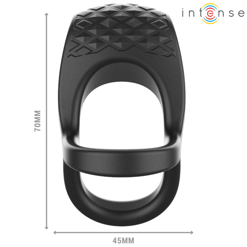 Intenso - Alex Vibrador Anel Duplo Pénis 10 Vibrações Negro