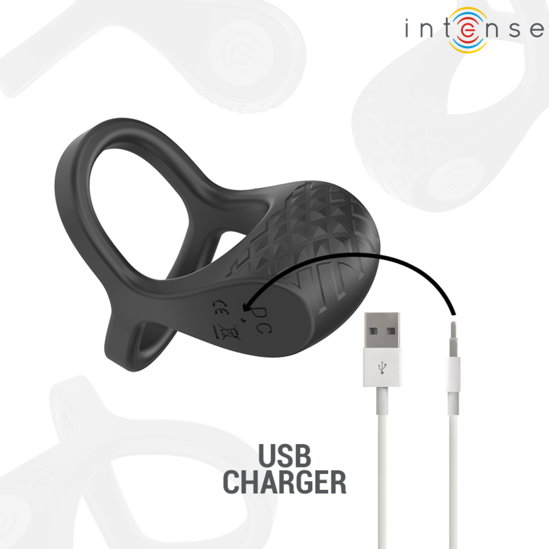 Intenso - Alex Vibrador Anel Duplo Pénis 10 Vibrações Negro