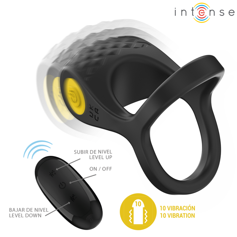 Intenso - Alex Vibrador Anel Duplo Pénis 10 Vibrações Negro