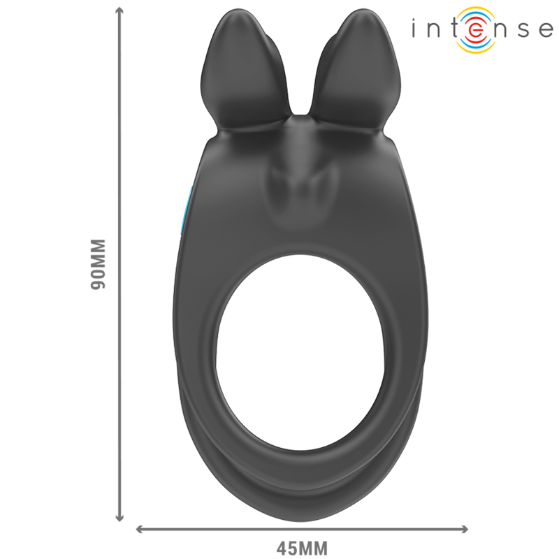 Intenso - Sam Vibrador Anel Duplo Pénis 10 Vibrações Negro
