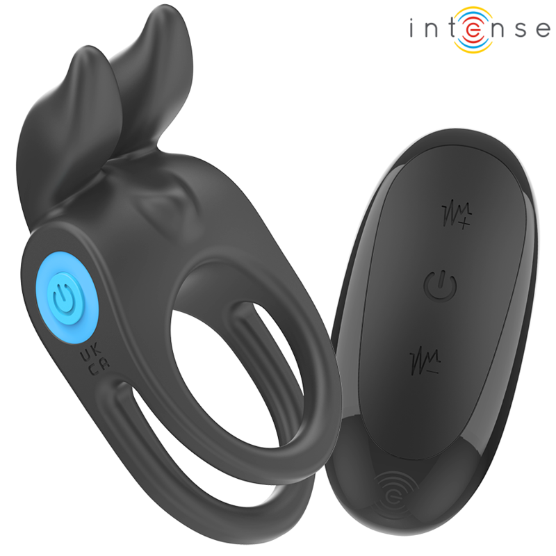Intenso - Sam Vibrador Anel Duplo Pénis 10 Vibrações Negro