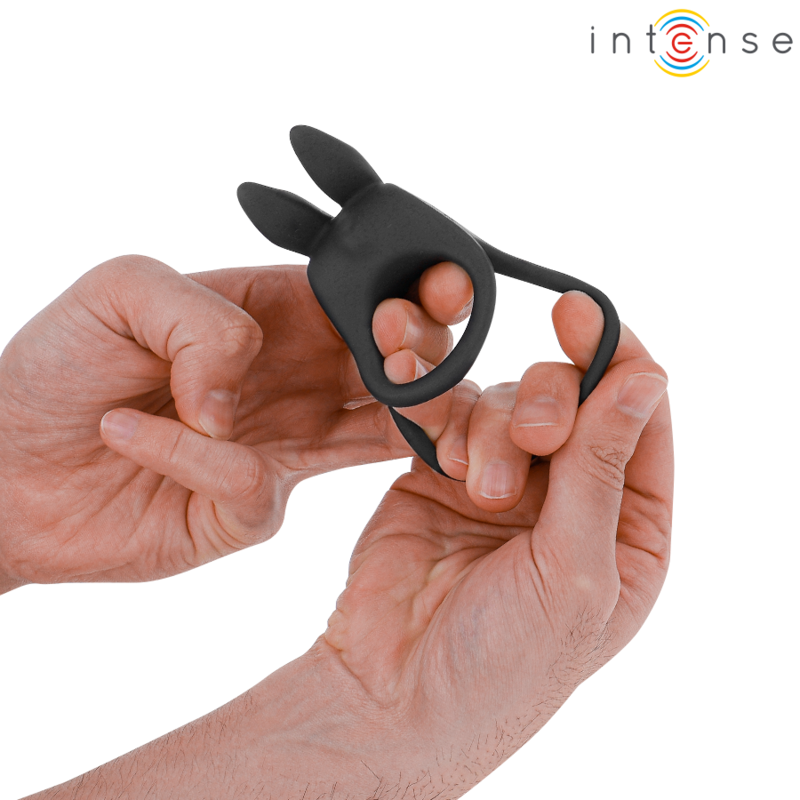 Intenso - Sam Vibrador Anel Duplo Pénis 10 Vibrações Negro