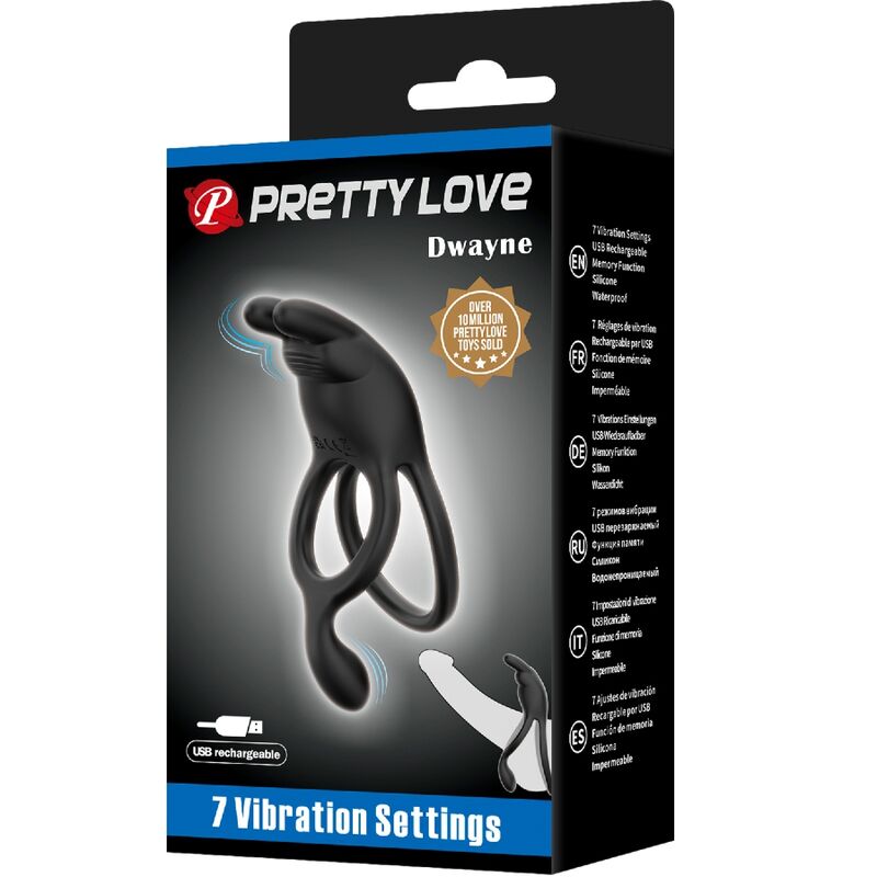 Pretty Love - Seth Anel Vibratório Duplo Coelho 7 Vibrações Negro