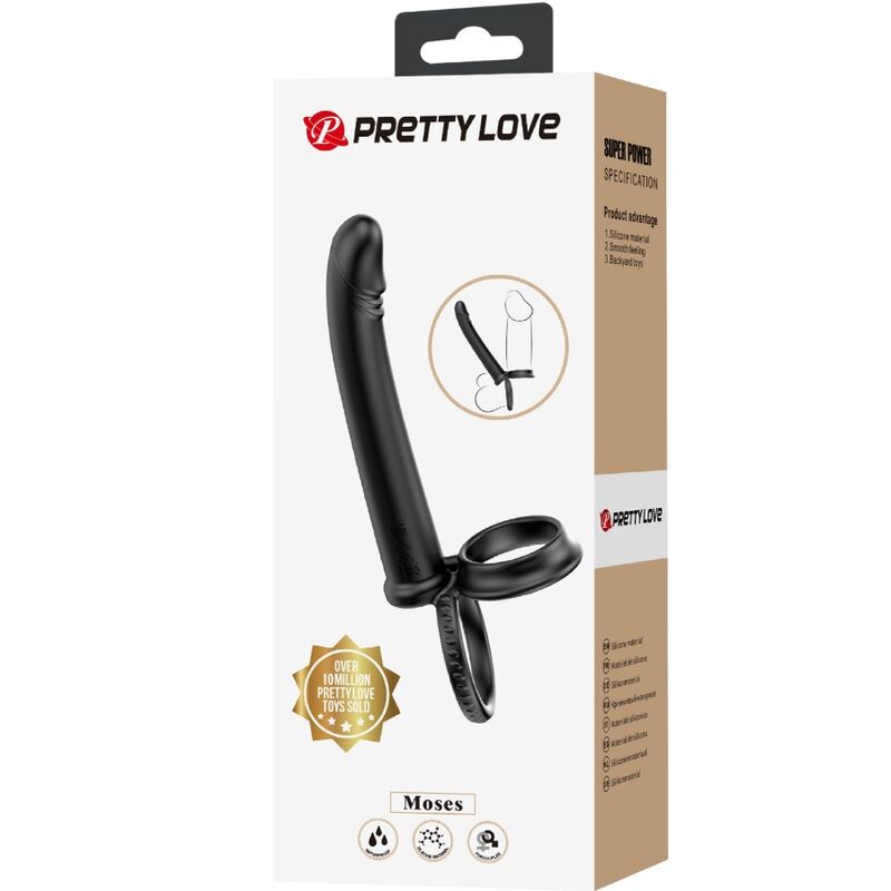 PRETTY LOVE - MOSES ANEL DUPLO PENIANO PARA DUPLA PENETRAÇÃO PRETO