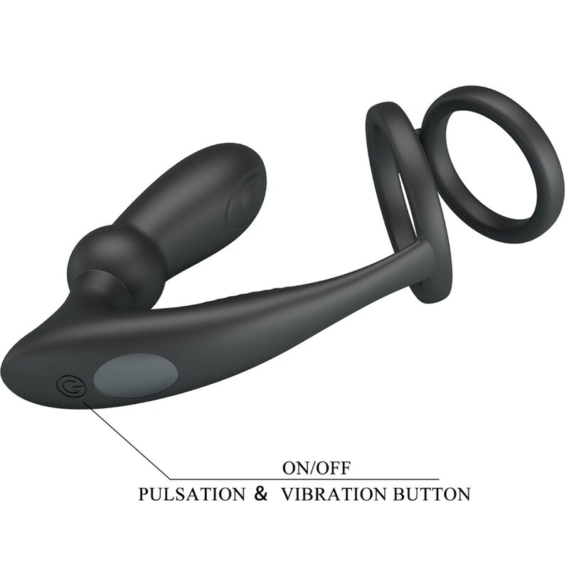 Pretty Love - Anel Peniano Emoni + Plug Anal 12 Vibraciones Negro
