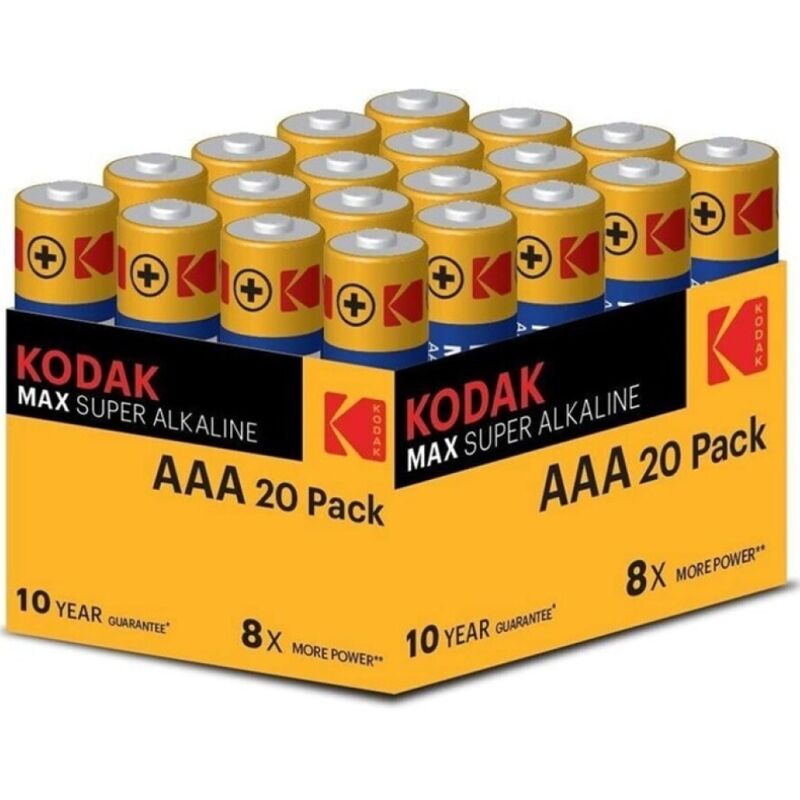 KODAK - MAX PILHA ALCALINA AAA LR03 PACOTE 20 PILHAS