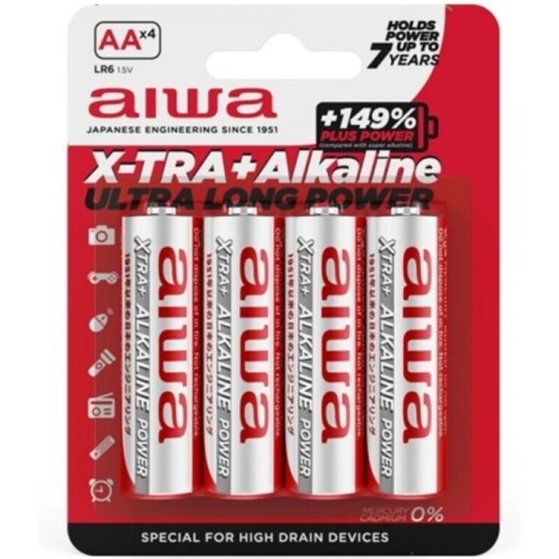AIWA - X-TRA Alcalina AA Batería Alcalina LR6 Blíster 4