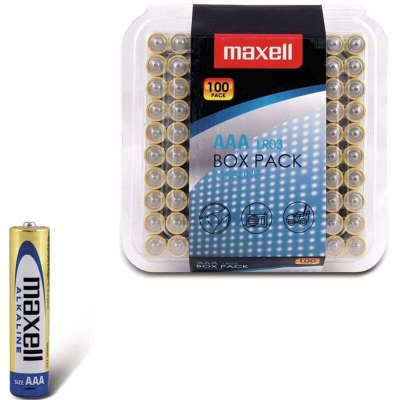 Maxell - Pilha Alcalina AAA LR03 Paquete de 100 Pilhas