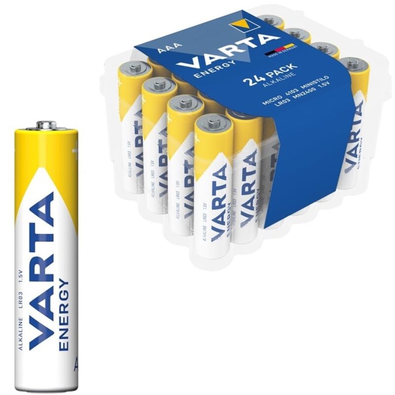 VARTA - Pilha Alcalina Energética AAA LR03 Pack de 24 Pilhas