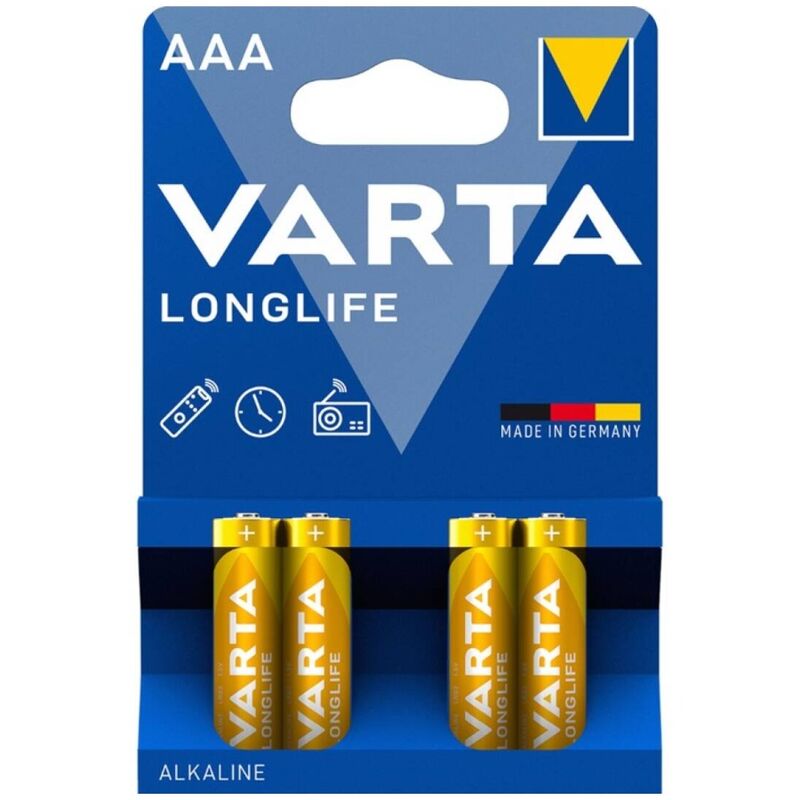 Varta - Bateria Alcalina AAA de Longa Duração LR03 Blister 4 unidades