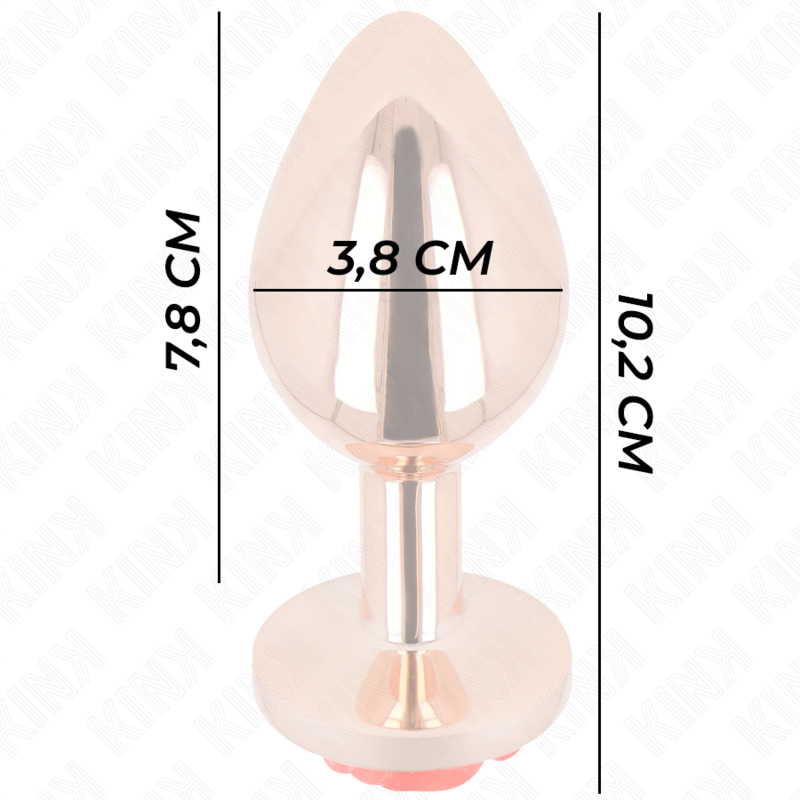 KINK - PLUG ANAL EM OURO ROSA COM ROSA VERMELHA TAM. L