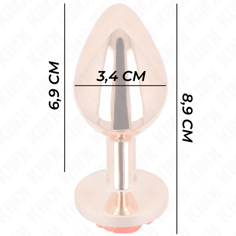 KINK - PLUG ANAL EM OURO ROSA COM ROSA VERMELHA TAM. M