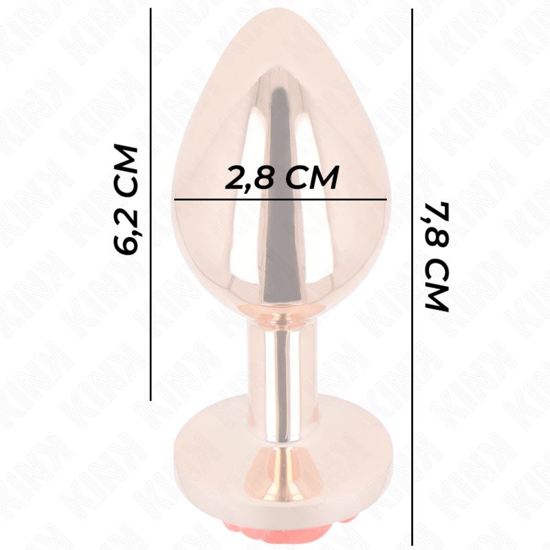 KINK - PLUG ANAL EM OURO ROSA COM ROSA VERMELHA TAM. S