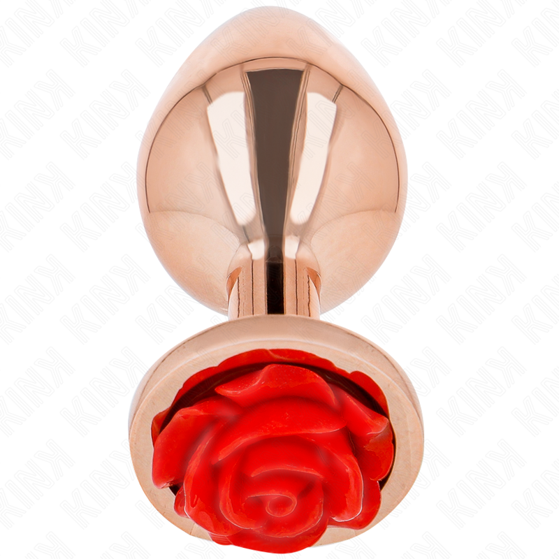 KINK - PLUG ANAL EM OURO ROSA COM ROSA VERMELHA TAM. S