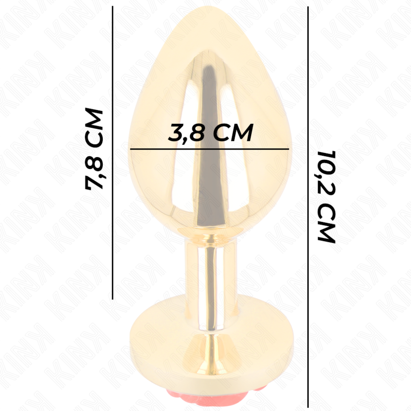 KINK - PLUG ANAL DOURADO COM ROSA VERMELHA TAM. L