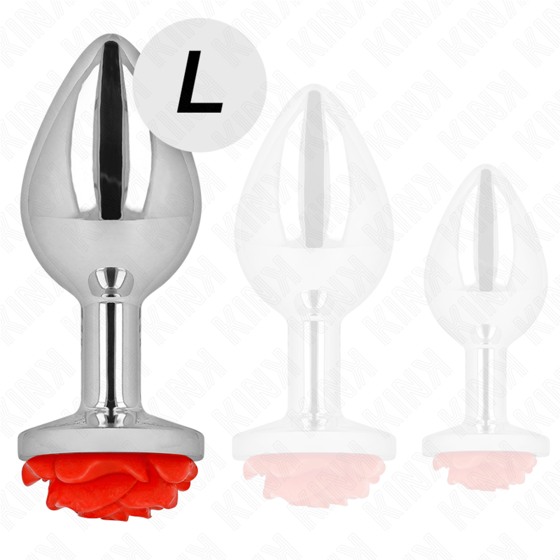 KINK - PLUG ANAL COM ROSA VERMELHA TAM. L