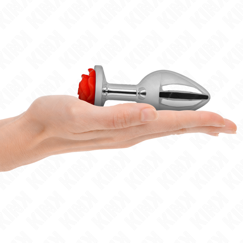 KINK - PLUG ANAL COM ROSA VERMELHA TAM. L