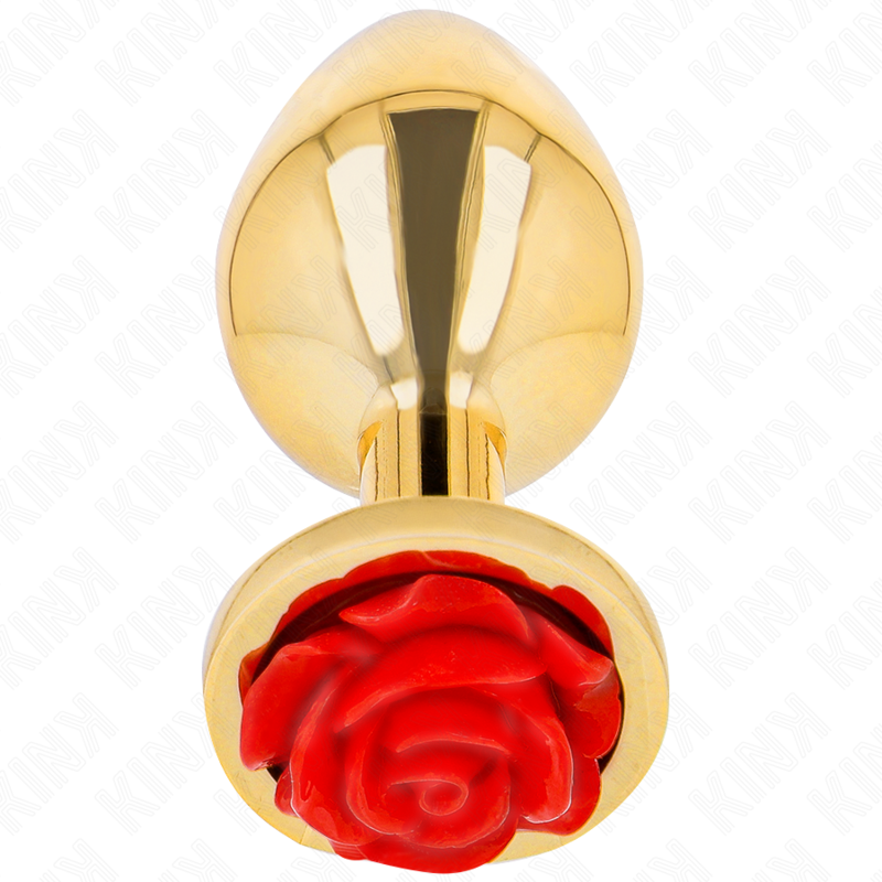 KINK - PLUG ANAL DOURADO COM ROSA VERMELHA TAM. S