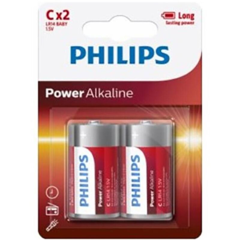 Philips - Pilha Alcalina C LR14 Blíster 2 Unidades