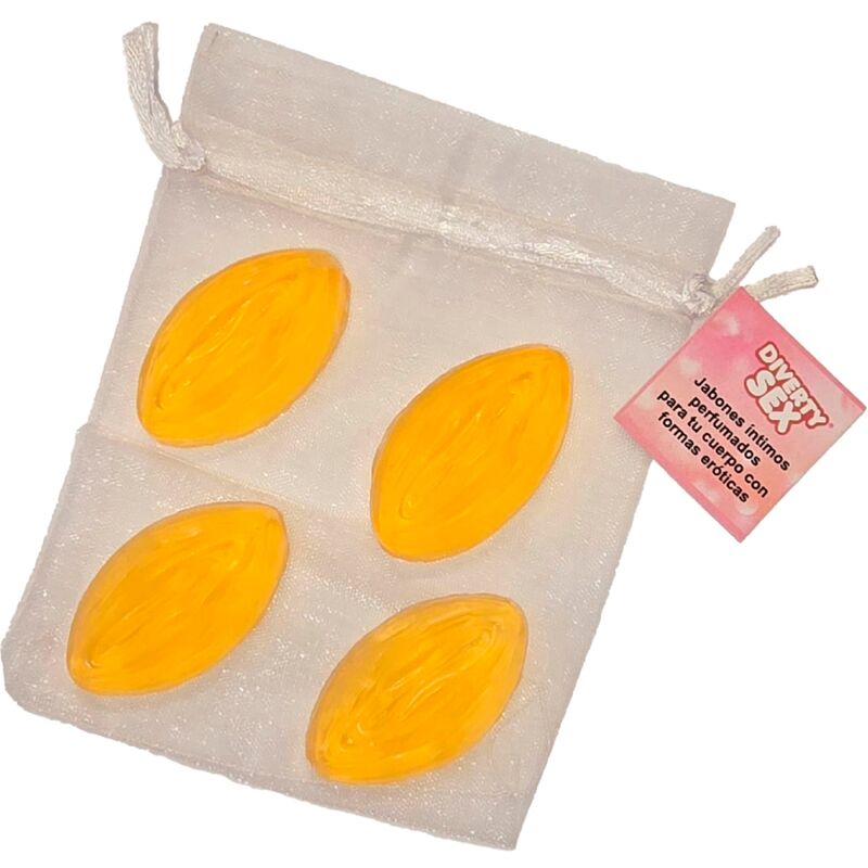 Diabo Picante - 4 Mini Sabonetes en Formato de Vagina Amarelo