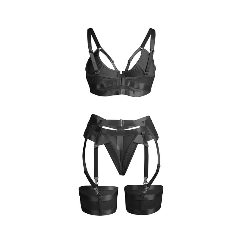SUBBLIME - 955236 CONJUNTO SUTIÃ COM LIGUEIRO BONDAGE PRETO S/M