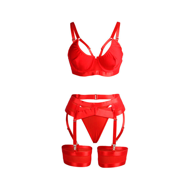 SUBBLIME - 955267 CONJUNTO SUTIÃ COM LIGUEIRO BONDAGE VERMELHO L/XL