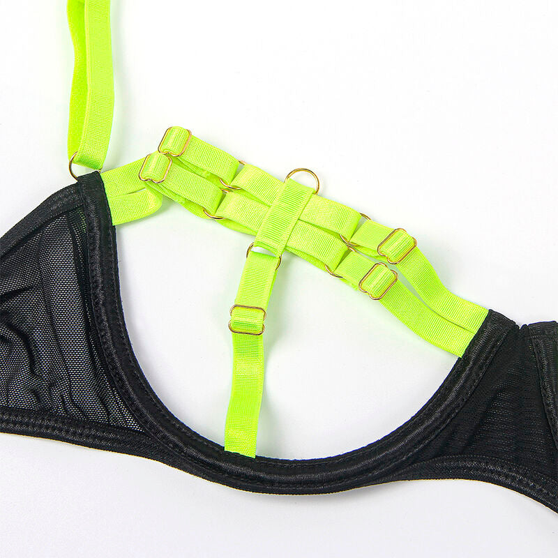 SUBBLIME - 955281 CONJUNTO SUTIÃ COM COLAR E DETALHES PARA PERNAS VERDE FLUORESCENTE L/XL