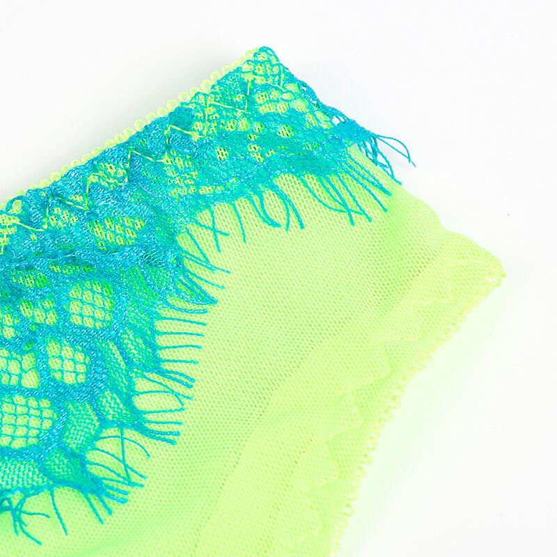 SUBBLIME - 955328 CONJUNTO SUTIÃ COM RENDA E LIGUEIROS VERDE E AZUL L/XL