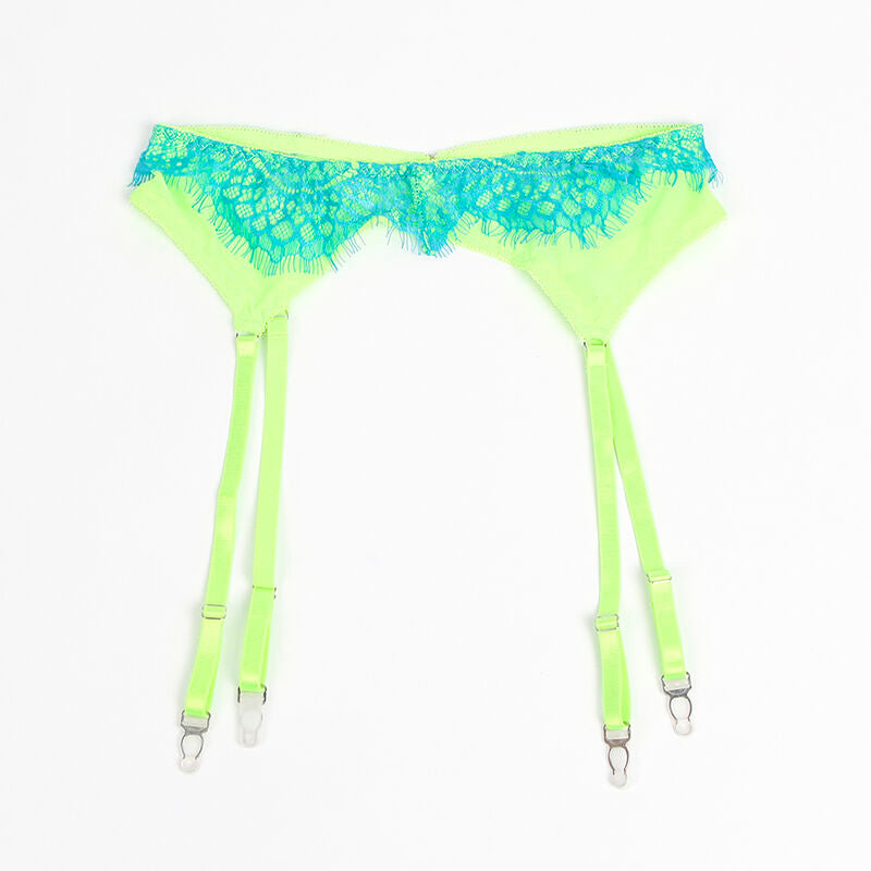 SUBBLIME - 955328 CONJUNTO SUTIÃ COM RENDA E LIGUEIROS VERDE E AZUL L/XL