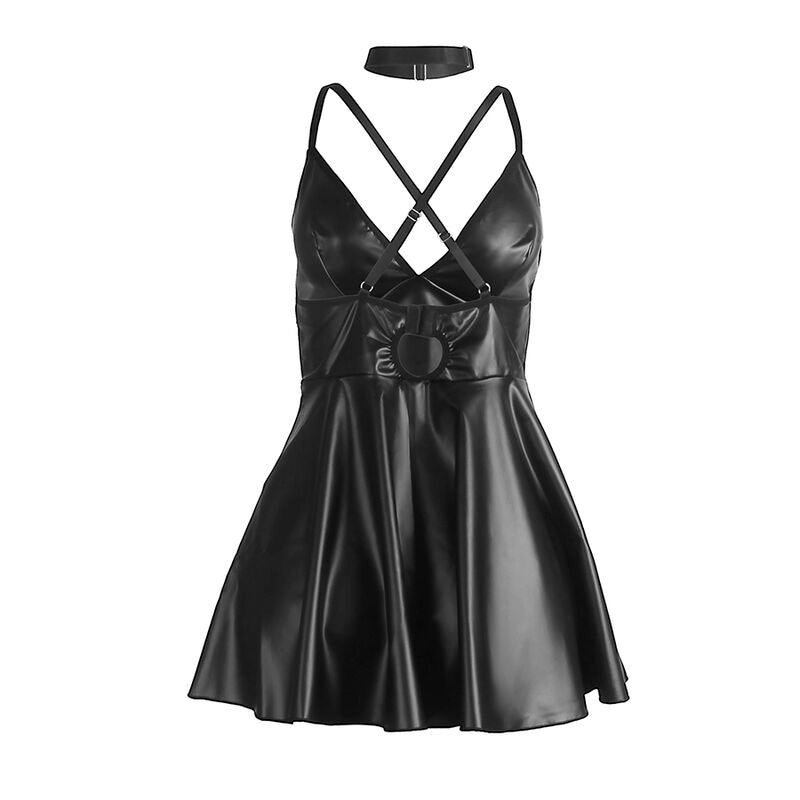 SUBBLIME - 955380 VESTIDO COM ALÇAS EM COURO PRETO L/XL