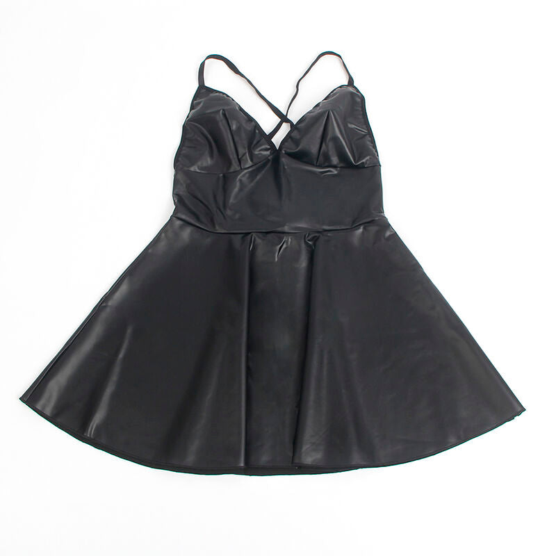 SUBBLIME - 955380 VESTIDO COM ALÇAS EM COURO PRETO L/XL