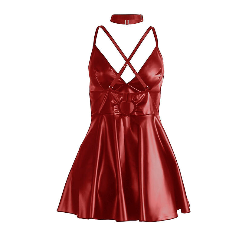 SUBBLIME - 955397 VESTIDO COM ALÇAS EM COURO BORDÔ S/M