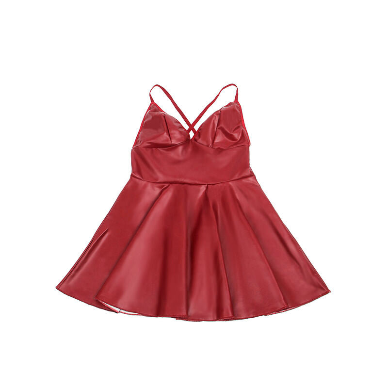 SUBBLIME - 955397 VESTIDO COM ALÇAS EM COURO BORDÔ S/M